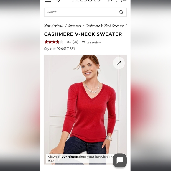 NWT Talbots Women's Red Cashmere Sweater Petite - Picture 9 of 9